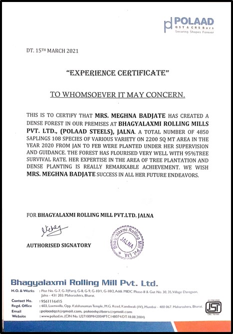 Experience Certificate Polaad